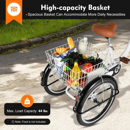 Driewieler Voor Volwassenen – Seniorenfiets – Drie-wieler – Comfortabel – Veilig – 20 Inch Wielen – Ruim Achtermandje