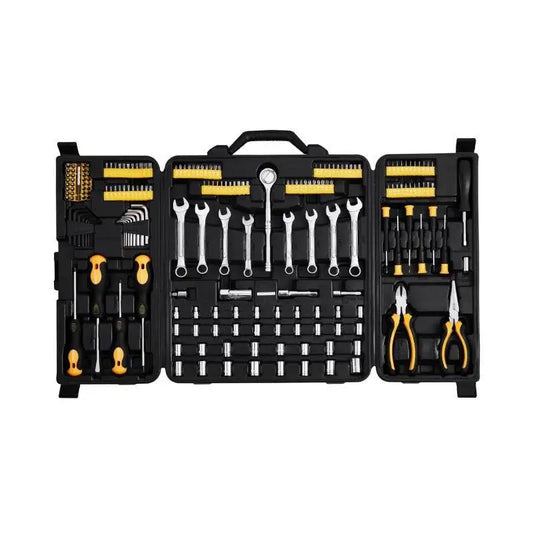 221 Piece Tool Set - Professional Mechanic Tool Kit with Bits, Ratchets, Wrenches &amp; Pliers - SAE &amp; Metric Sizes - Includes Storage Case - Black/Yellow