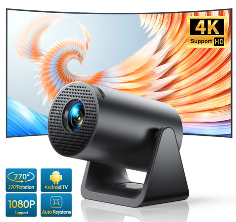 Mini Beamer - Projector - Digitale Projector - Draagbaar - Wi-Fi 6 en Bluetooth 5.2 - Android 11 Systeem - Ingebouwde Luidspreker - Compatibel met HDMI - Voeding - USB- EU Stekker Type - 300 ANSI - 29W - Zwart