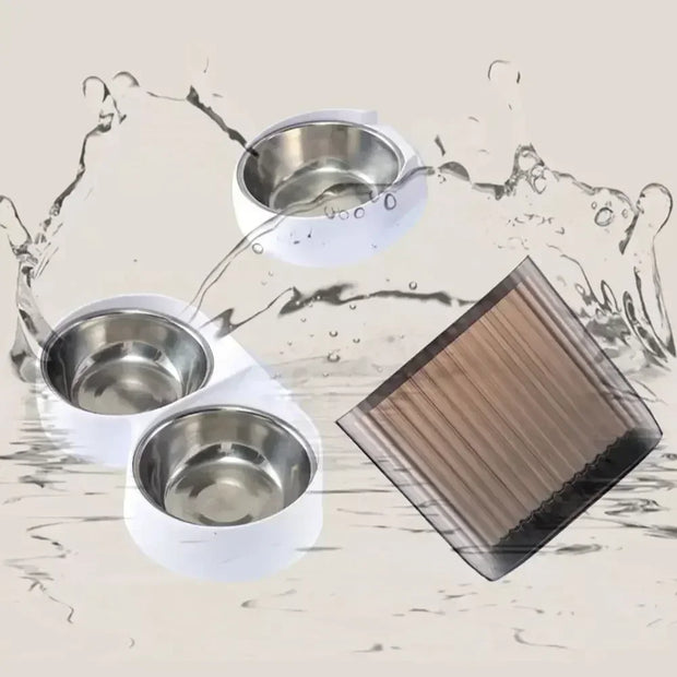 Voerbak - voerbakje kat en hond - 5L Kom - Automatische Kattenfeeder - Met Camera - Voice Recorder - Enkele Kom - Compatibel met WIFI - 20x33x33cm  - Wit
