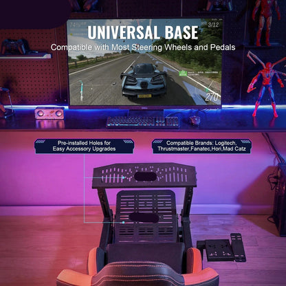 Racestoel - Cockpit Simulator - Volledig Verstelbaar - Met Beeldscherm Bevestiging - Bruikbaar met Racestoel - Stabiel Frame - Klein - 330 kg Draagkracht - Met Comfortabele Stoel