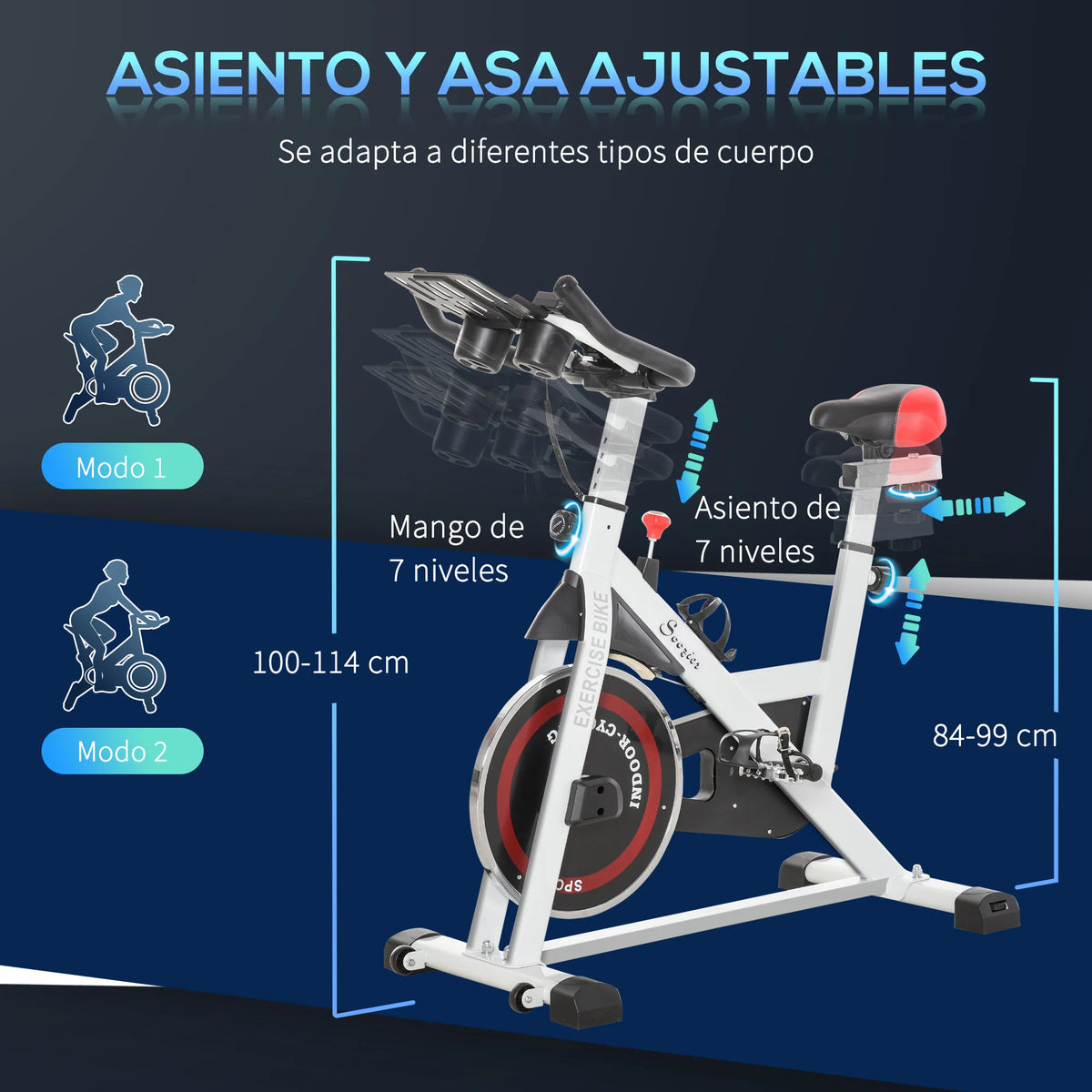 Indoorfietsen - Hometrainers - Spinningfiets - Fitness Fiets - Indoor Cycle - Indoorfiets - Hometrainer - Indoor Bike - Statische fiets - met verstelbare weerstand - LCD-scherm - Wit - Staal en ABS - QUORE