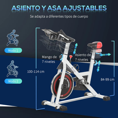 Indoorfietsen - Hometrainers - Spinningfiets - Fitness Fiets - Indoor Cycle - Indoorfiets - Hometrainer - Indoor Bike - Statische fiets - met verstelbare weerstand - LCD-scherm - Wit - Staal en ABS - QUORE