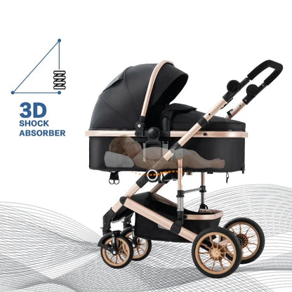Kinderwagen - Buggy - Baby Kinderwagen 3 in 1 - Luxe Opvouwbare Wandelwagen - Baby Autostoel - Hoog Landschap Babywagen - voor Pasgeborenen - Inclusief Veiligheidszitje - Grijs