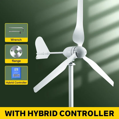 2kw 2000w Horizontal Wind Turbine Generator 12V 24V 48V Free Energy Strong Power Magnetic Dynamo 220v Inverter Output For Home