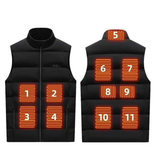 Heating Jacket - Heated Bodywarmer - Heated Clothing - USB Electric Self-Heating Vest - Unisex Heated Jacket - Rechargeable - Heating Heated Clothing - Hunting Ski - Size L - Black