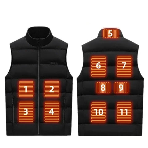Heating Jacket - Heated Bodywarmer - Heated Clothing - USB Electric Self-Heating Vest - Unisex Heated Jacket - Rechargeable - Heating Heated Clothing - Hunting Ski - Size L - Black