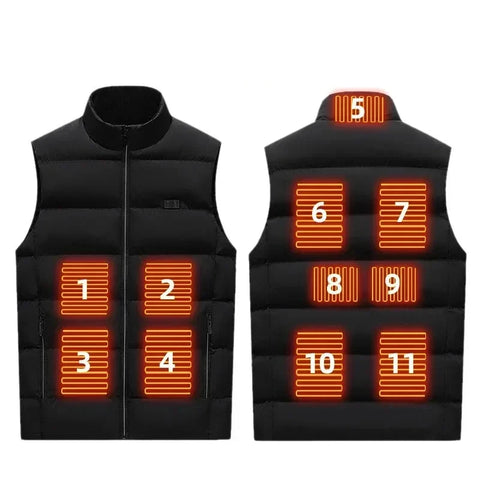 Heating Jacket - Heated Bodywarmer - Heated Clothing - USB Electric Self-Heating Vest - Unisex Heated Jacket - Rechargeable - Heating Heated Clothing - Hunting Ski - Size XL - Black