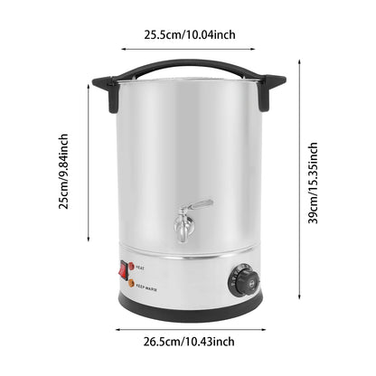 Elektrische Wax Smeltoven - Wassmeltpot - Wax Melter - Kaarsen Smeltpot - 1200W - RVS - Temperatuurregeling - 12L - Zilver