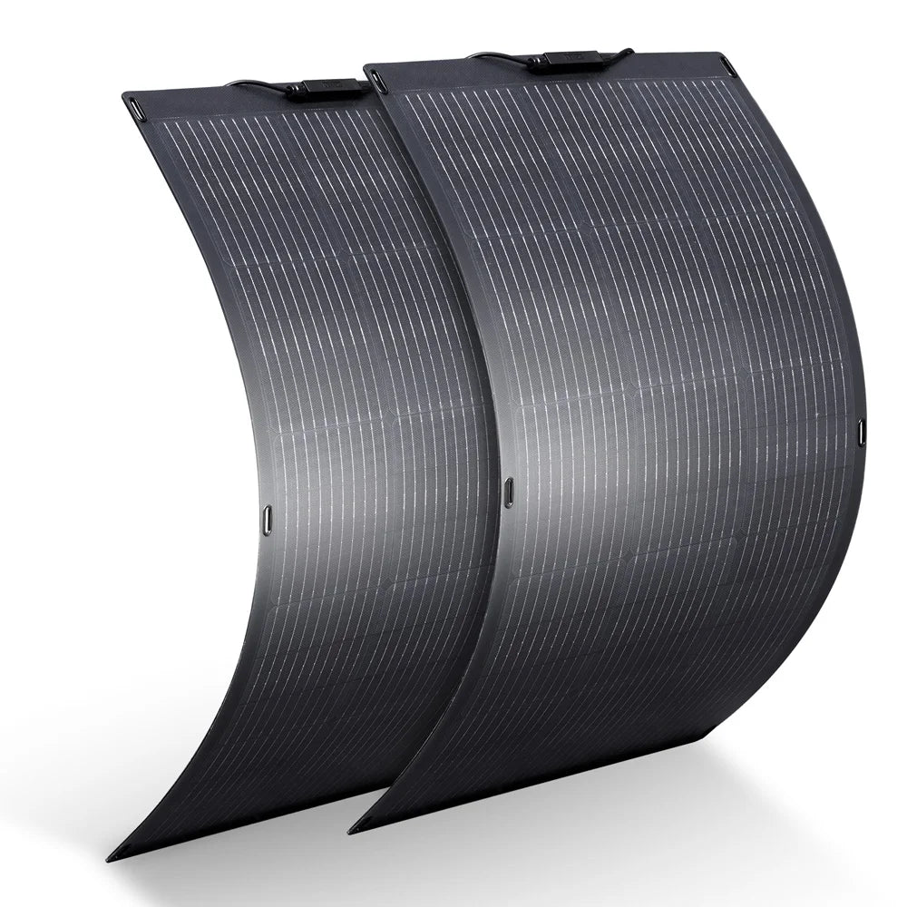 Zonnepanelen - Zonnepaneel - Flexibel - Solar Panel - 2x100W - Mobiele Zonne-energie Oplader - Monokristallijn - Draagbare Zonne-energie Set - Waterdicht IP68 – Voor Balkon, Caravan & Camping - QUORE