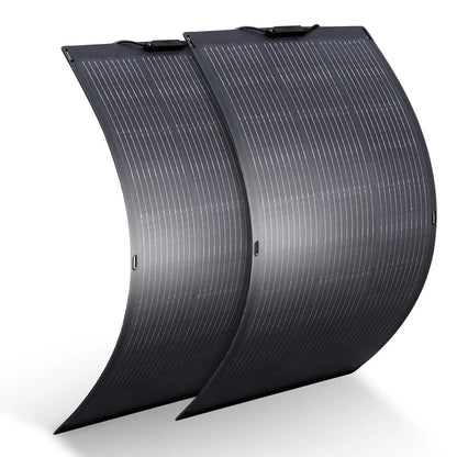Zonnepanelen - Zonnepaneel - Flexibel - Solar Panel - 2x100W - Mobiele Zonne-energie Oplader - Monokristallijn - Draagbare Zonne-energie Set - Waterdicht IP68 – Voor Balkon, Caravan & Camping - QUORE