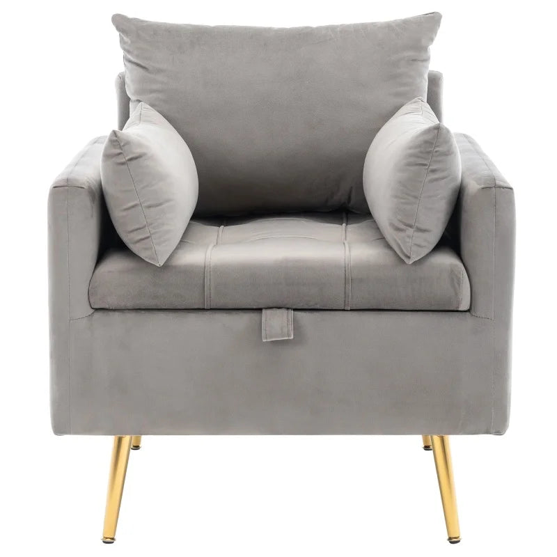 Velvet Fauteuil – Lounge Stoel – Relaxstoel – Leesstoel – Zitstoel – Met Opbergruimte – Stevig Houten Frame
