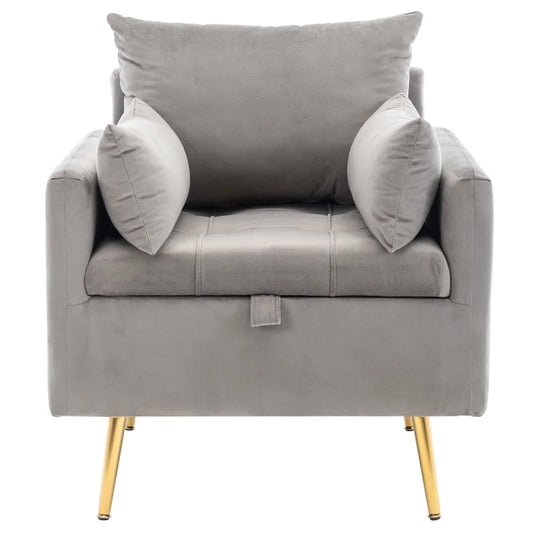 Velvet Fauteuil – Lounge Stoel – Relaxstoel – Leesstoel – Zitstoel – Met Opbergruimte – Stevig Houten Frame