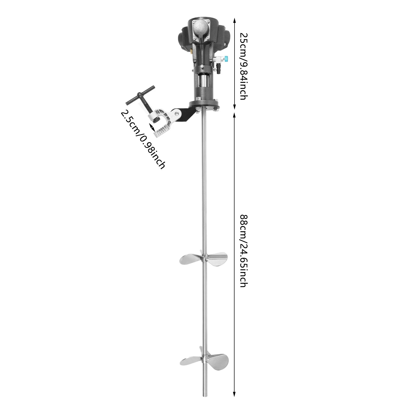 Pneumatische Mixer – Roestvrijstalen Menger – Poedermixer – Verfmixer – Coating Mixer – Variant Zwart – 190L Capaciteit – Variabele Snelheid 50-2000 RPM - QUORE