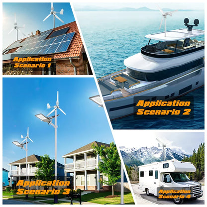 2kw 2000w Horizontal Wind Turbine Generator 12V 24V 48V Free Energy Strong Power Magnetic Dynamo 220v Inverter Output For Home