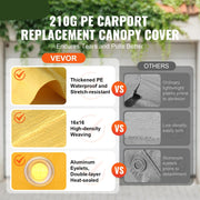 Garagetent - Tent - Partytent - Carport Tent - Carport Tent - Garagetent - Vervangende Garagetent - 7,5inch - Heavy-Duty Waterdicht & UV Beschermd - Geel