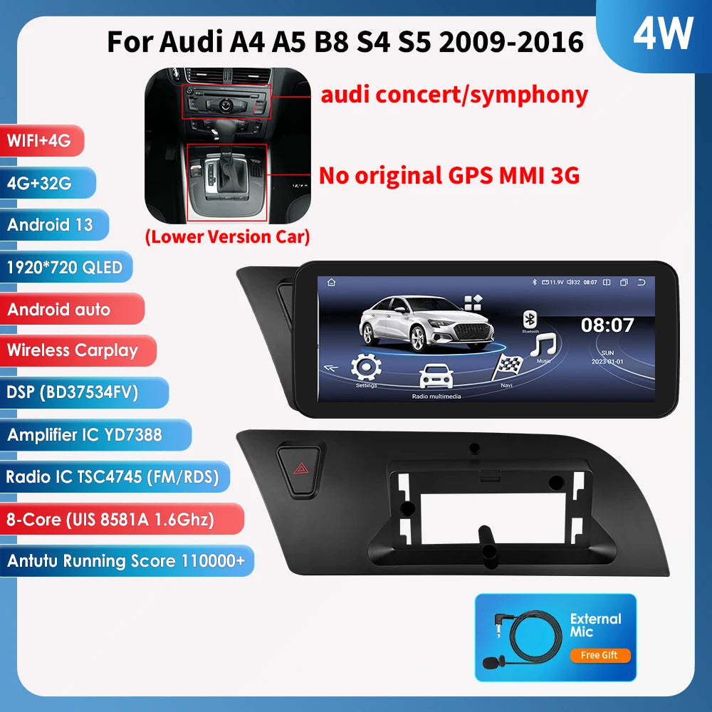 Autoradio – Multimedia Speler – 2-DIN Radio – Carplay Autoradio – GPS Navigatie – Android 13 Systeem – 10,25 Inch Touchscreen