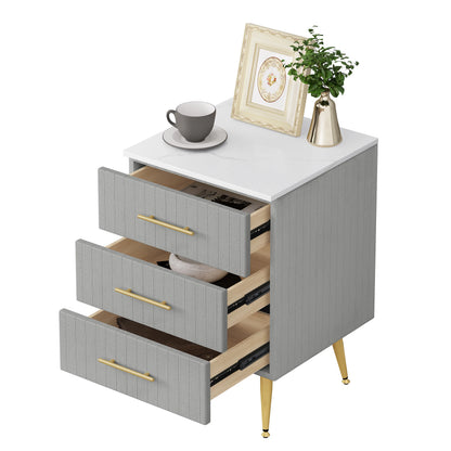 Ladekast - Commode - Opbergkast - met Verwijderbare Verschoontafel – 3 Lades - Moderne Nachtkastje - 40,5x62x41 cm – Slaapkamer Bijzetkast - Koffietafel - Grijs