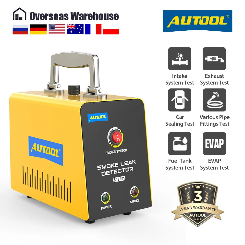 AUTOOL SDT101 Car Smoke Leak Detector Pipe Leak Locator 12V Automotive EVAP Leakage Analyzer Detector Oil Pipe Diagnostic Tool - QUORE