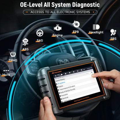 OBD2 Diagnose- en TPMS-Tool – All-in-1 Scanner – Voertuigdiagnose – Foutcodes Uitlezen – 7-Inch Touchscreen – Bluetooth Verbinding