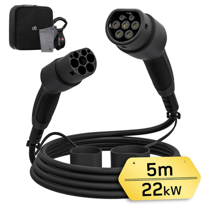 Laadkabel Elektrische Auto – Oplaadsnoer EV – Type 2 Kabel – EV Laadsnoer – Elektrische Autokabel – 22kW 5 Meter – TPU Materiaal – Weerbestendig IP54
