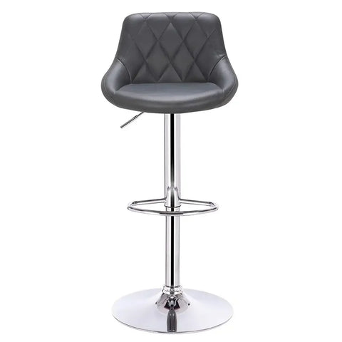 Adjustable Bar Stool - Bar Stool - Bar Stools with Backrest - Footrest - Chrome Steel - Ergonomic Design - Khaki Leather