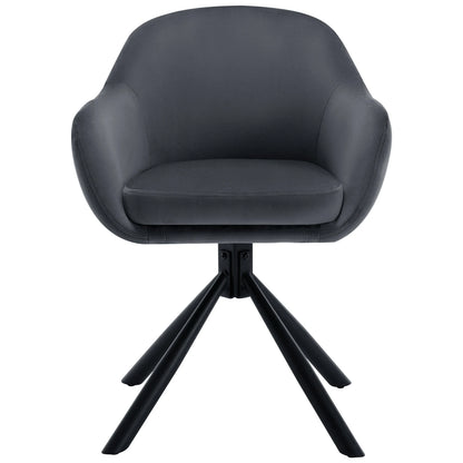 Eetkamerstoelen - Keukenstoel - Eetstoel - Eetkamerstoel - Draaibare - met Armleuningen - Ergonomisch Ontwerp, Luxe Eetkamer- en Lounge Stoelen - 2 Packs - Fluweel - Donkergrijs