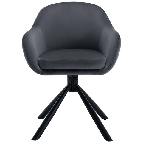 Chair - Dining room chairs - Dining room chairs set of 2 - Dining room chairs with armrests - Upholstered - Ergonomic Chairs - 360° swivel - Living room - Dark gray Chenille