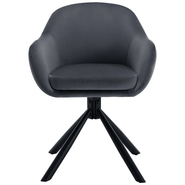 Chair - Dining room chairs - Dining room chairs set of 2 - Dining room chairs with armrests - Upholstered - Ergonomic Chairs - 360° swivel - Living room - Dark gray Chenille