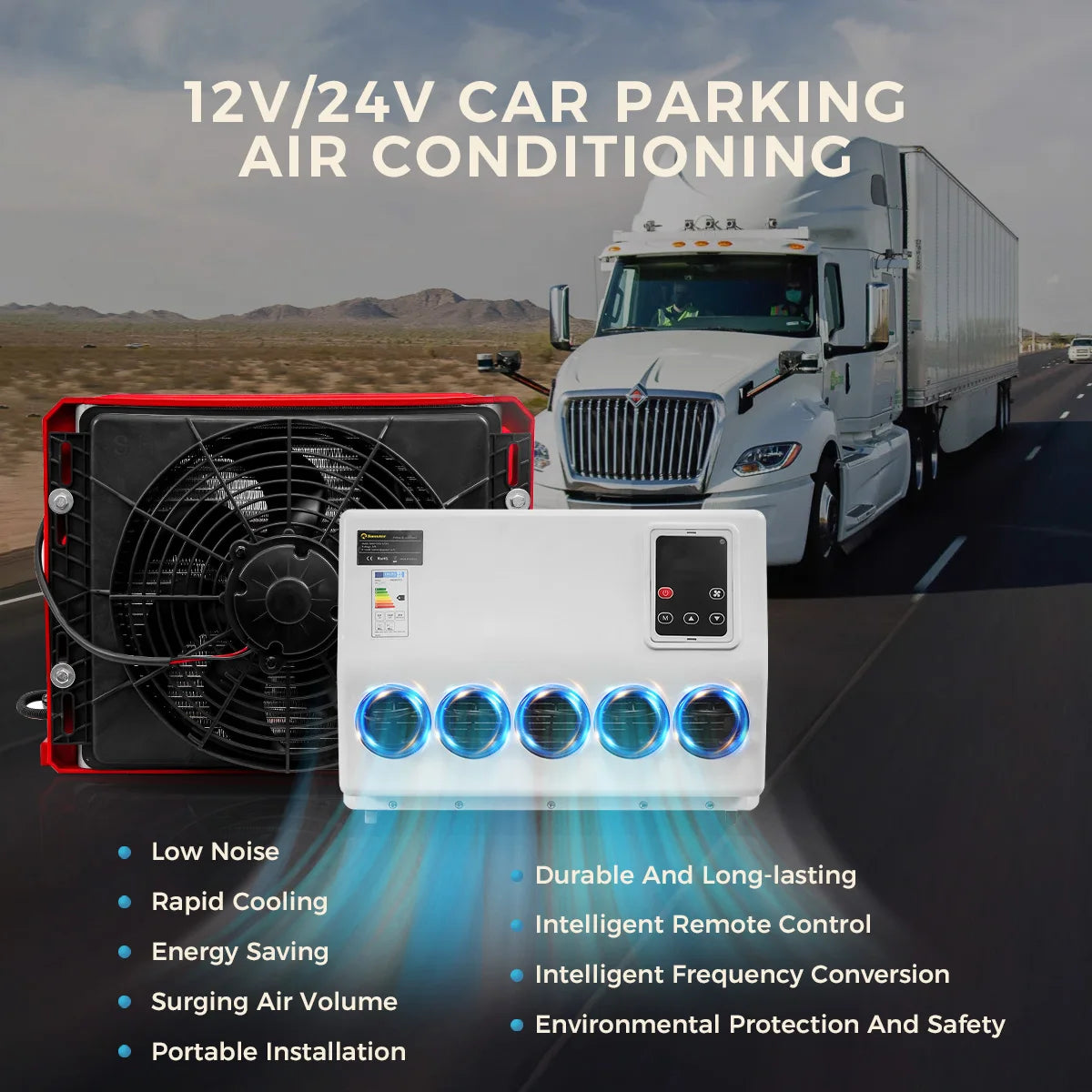 Airco - Elektrische Airconditioning - Kachel - Geïntegreerd Koel- en Aircosysteem - 24V - voor Vrachtwagens, Auto’s & Bussen – Energiezuinig Klimaatsysteem voor Geparkeerde Voertuigen