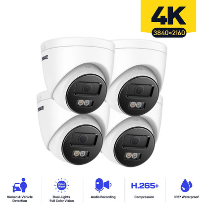 Beveiligingscamera 8MP – Toezichtcamera – CCTV Camera – Netwerkcamera – Turret Camera – 4K Ultra HD Beeldkwaliteit – IP67 Weerbestendig Met PoE