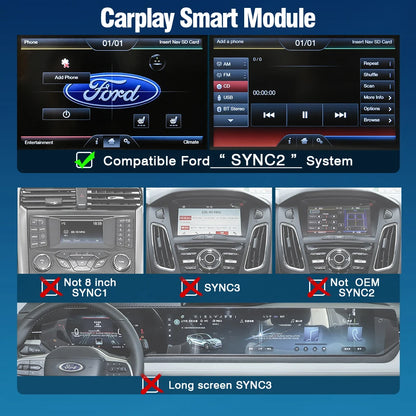 Wireless CarPlay Decoderbox – Draadloze CarPlay Adapter – Auto Interface Module – Ford Infotainment Upgrade – Compatibel Met Sync2 – Ondersteuning Voor Achteruitrijcamera – Eenvoudige Installatie