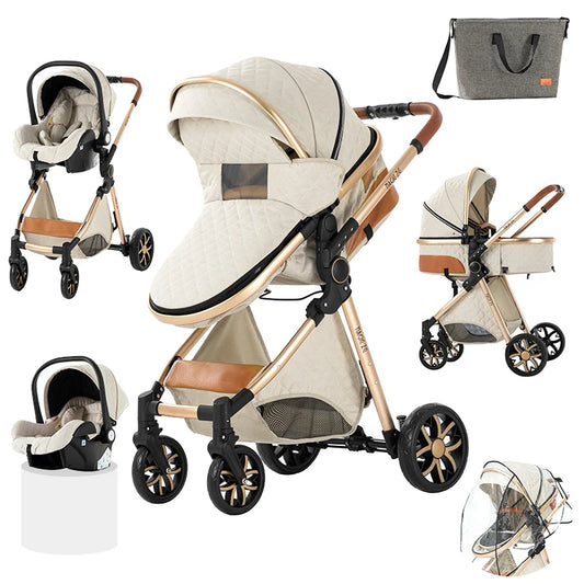 Kinderwagen – Wandelwagen - Opvouwbaar - Babywagen – 3-in-1 - Multifunctioneel - Lichtgewicht - Comfortabel - Veilig – Schokabsorptie - Wit