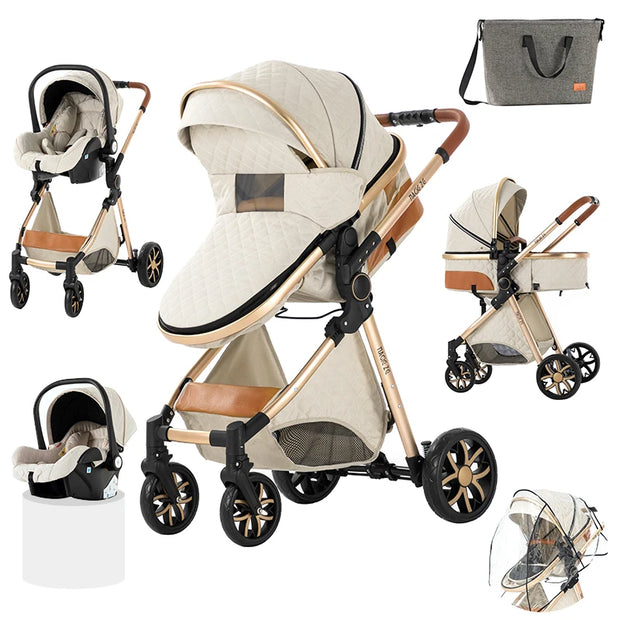 Kinderwagen – Wandelwagen - Opvouwbaar - Babywagen – 3-in-1 - Multifunctioneel - Lichtgewicht - Comfortabel - Veilig – Schokabsorptie - Wit