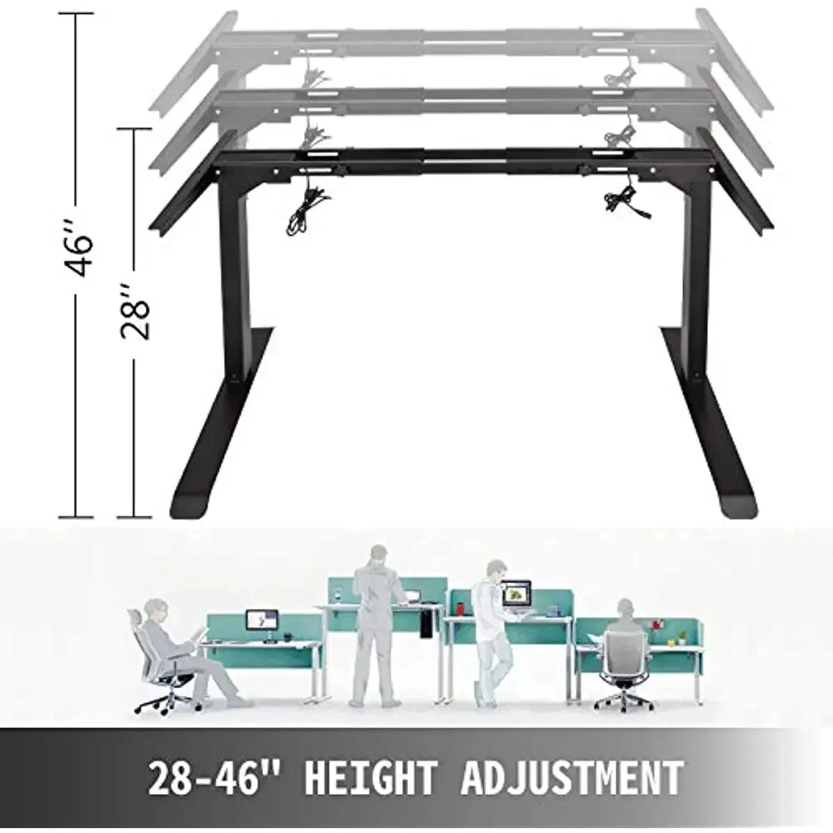 Elektrisch Bureauframe – Sta Zit Bureau – Verstelbaar Bureauframe – Bureau Onderstel – Traploos Verstelbaar – Draagvermogen 120 Kg – Stille Dubbele Motoren