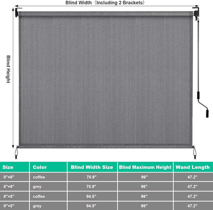Rolgordijnen - Rolgordijn Verduisterend - Outdoor - 240x240 cm - Zonnescherm Zonder Koord - Windscherm - HDPE Privacy Scherm voor Balkon, Terras of Tuin - Grijs