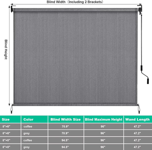 Rolgordijnen - Rolgordijn Verduisterend - Outdoor - 240x240 cm - Zonnescherm Zonder Koord - Windscherm - HDPE Privacy Scherm voor Balkon, Terras of Tuin - Grijs