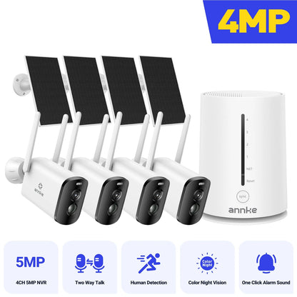 Draadloze Beveiligingscamera Buiten – Wifi Camera – Solar Camera – Wifi Beveiligingscamera – 4 Kamer Set – 4MP Full HD – Zonne-energie & AI Bewegingsdetectie