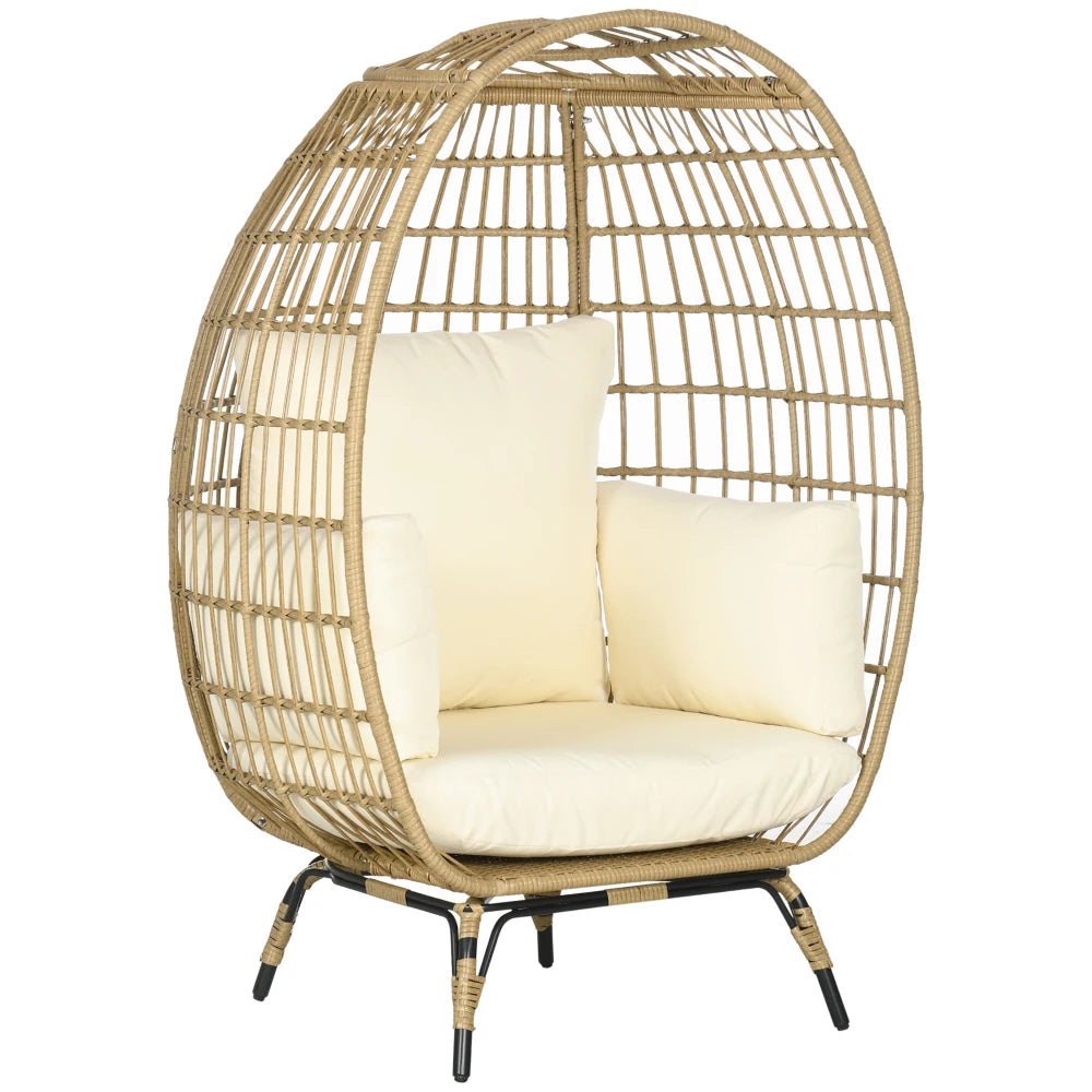 Tuinstoel – Balkonstoel – Relaxstoel – Lounge Stoel – Verhoogde Fauteuil – Met Verstelbare Pootjes – Met Dik Kussen - 105 x 90 x 148 cm - Donkerkhaki