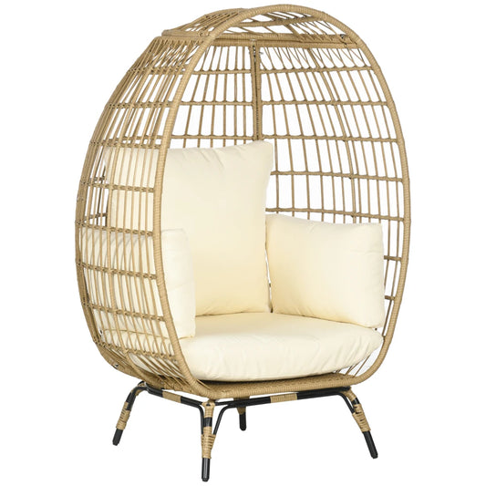 Tuinstoel – Balkonstoel – Relaxstoel – Lounge Stoel – Verhoogde Fauteuil – Met Verstelbare Pootjes – Met Dik Kussen - 105 x 90 x 148 cm - Donkerkhaki