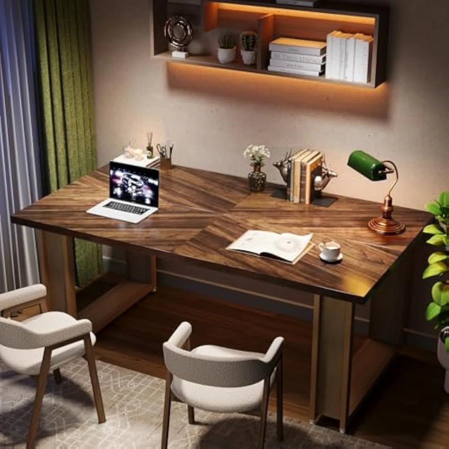 Bureau – Computerbureau – Werktafel – Bureautafel – Kantoormeubilair – Groot werkblad 200x60 cm – 2 Laden Voor Opbergruimte - QUORE