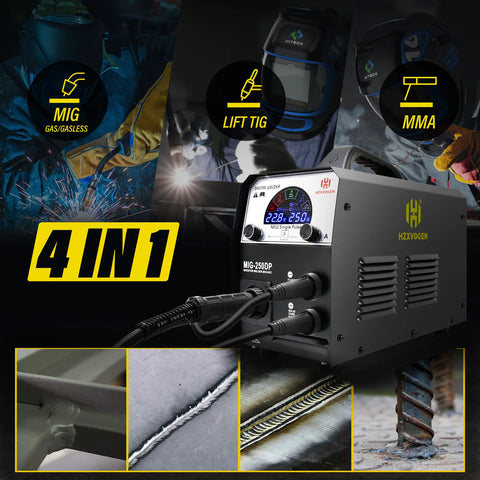Hzxvogen - Lasmachine - Elektrische Lasser - 5 in 1 - MIG/MAG/TIG/MMA - Halfautomatische Lasmachine - Gas/Non-Gas - Mig Professionele Pulse Aluminium Lasser - Zwart