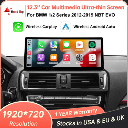 12.3'' Ultra-thin Linux Screen Car Multimedia Display For BMW 1 2 Series F20 F21 F22 F23 NBT EVO Wireless CarPlay Android Auto