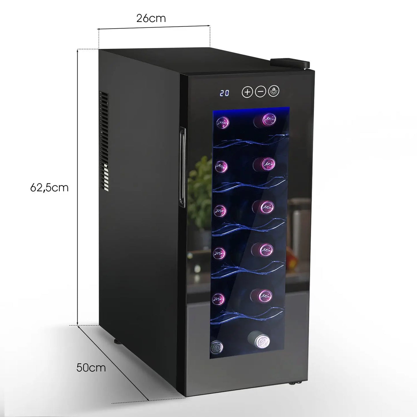 Wijnkoelkast – Wijnklimaatkast – Wijnkoeler – Flessenkoelkast – Drankenkoeler – 12 Flessen – RVS Frame Met Glazen Deur