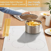 Induction Hob - Induction Hob - Induction Cook Top - Induction Cooker - Electric Burner - 4 Zones with Plug - 59CM - 3500W - White Ceramic Glass - Combination Zones - Slide Controls - 9 Power Levels