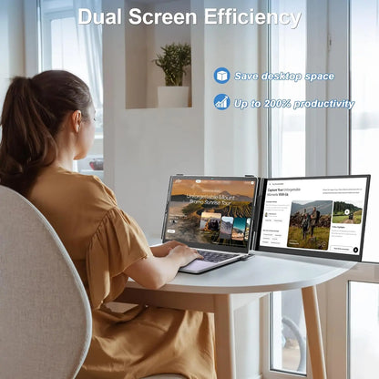 Laptop Scherm – Laptopscherm Extender – Portable Monitor – Extra Beeldscherm – Draagbaar Scherm – 14 Inch 2K QHD Resolutie – 360° Draaiend Swivel Scharnier