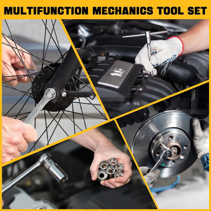 Gereedschapsset – Mechanische Set – Dopset – Ratels – Steeksleutelset – 216-delig – Roestvrij Staal – Compacte Opbergkoffer