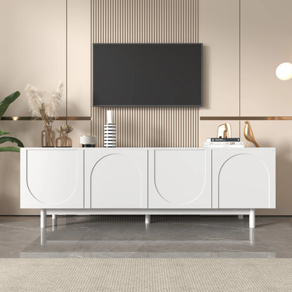 TV-Kast – Meubel Voor Tv – Mediameubel – Tv-Stand – Witte Kast – 175 Cm Breed – Push-To-Open Deuren
