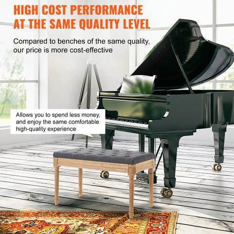 Ottomaanse Bank - Gestoffeerde Bank - Gestoffeerde Sofa - Opbergbank in de Slaapkamer - 16” - met Schuim Gewatteerd Kussen en Rubberen Houten Poten - voor Kamer - Donkergrijs