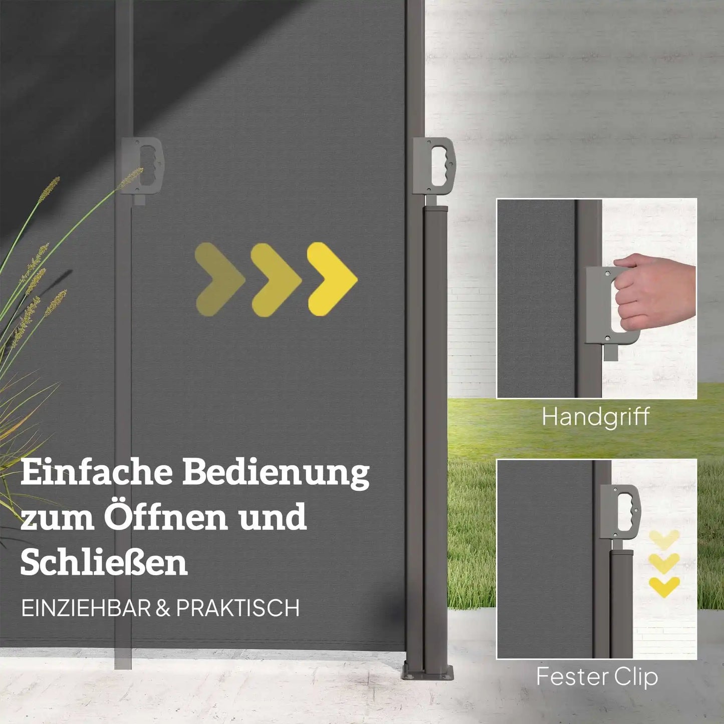 Uitschuifbaar Zijscherm – Balkon Scherm – Windscherm – Privacy Scherm – Waterafstotend Polyester – Aluminium Frame